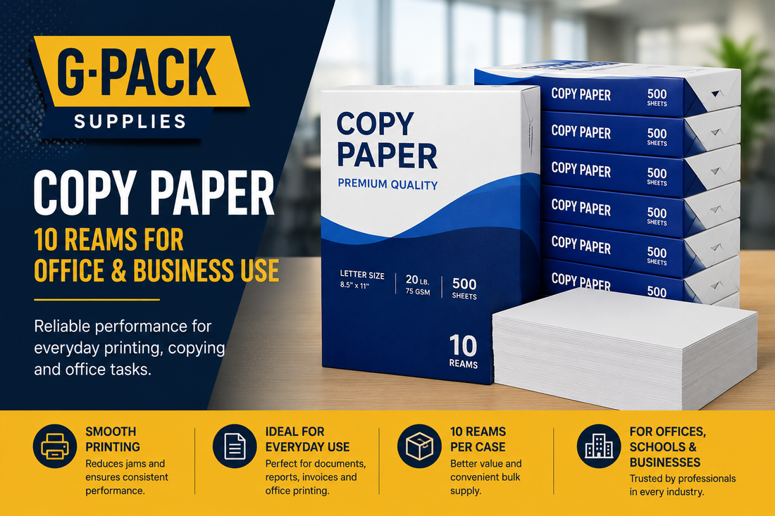 **ALT TEXT (SEO optimizado):**  Copy paper 10 reams wholesale for office printing business supplies in Miami warehouse Gpack Supplies