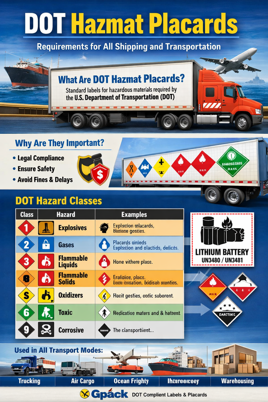 DOT hazmat placards labels gpack supplies miami 