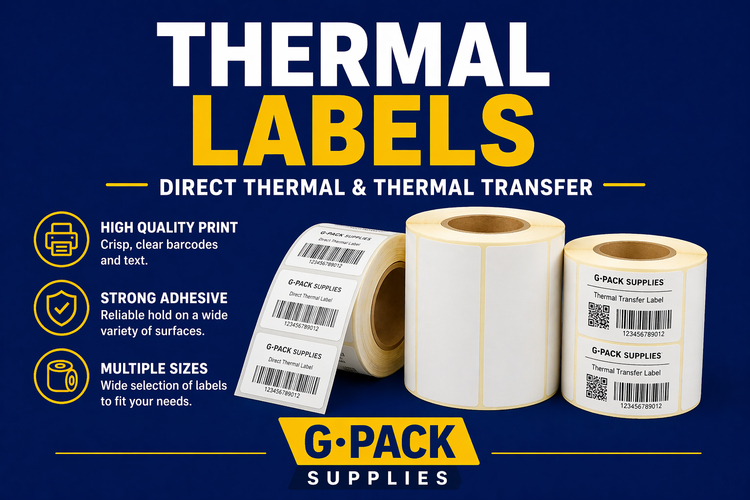 Thermal labels direct thermal and thermal transfer barcode labels rolls for shipping and warehouse use Miami Gpack Supplies