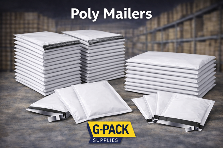 White poly mailers self seal shipping envelopes wholesale in Miami warehouse Gpack Supplies