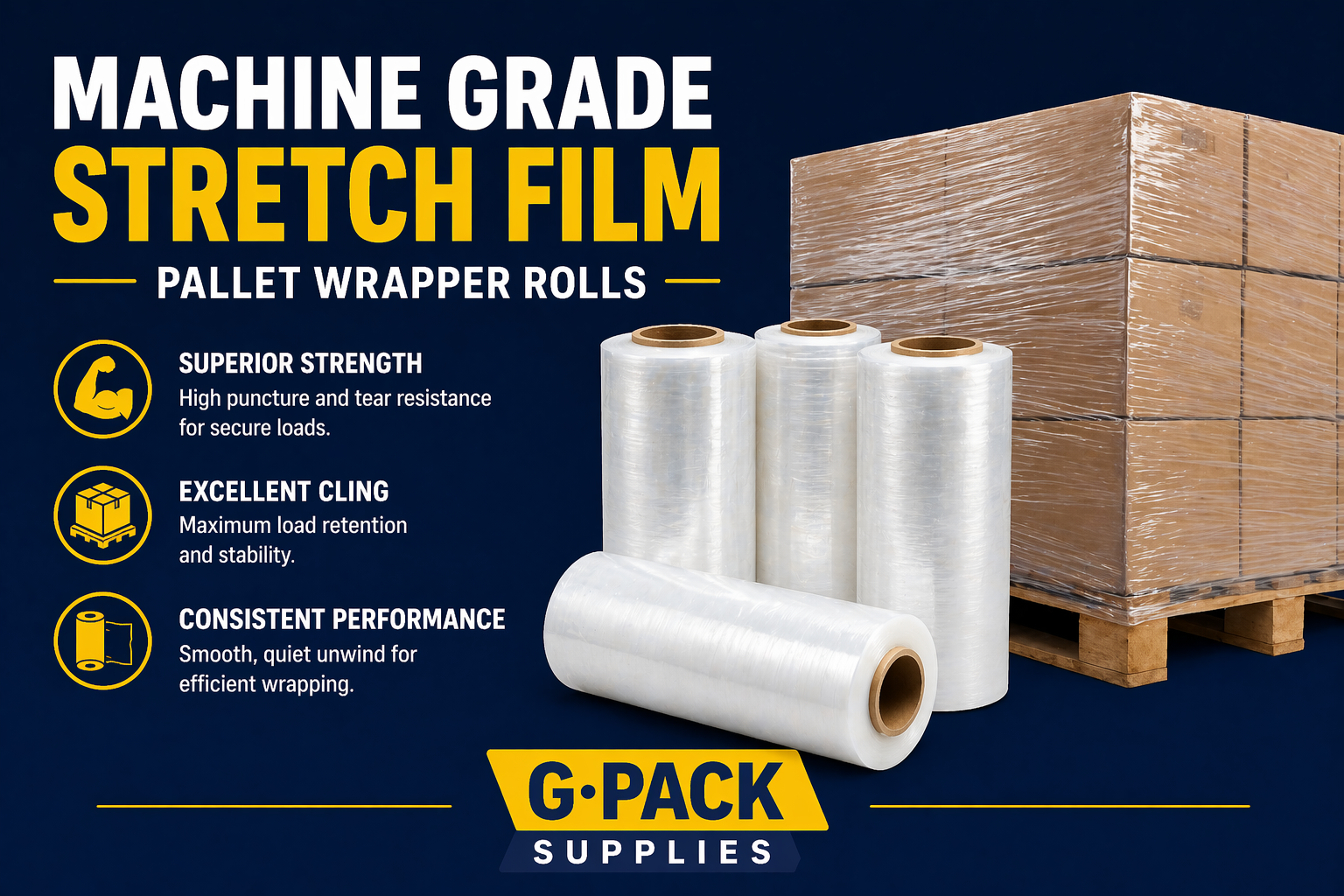 Machine Grade Stretch Film | High-Performance Pallet Wrap Rolls – Gpack ...