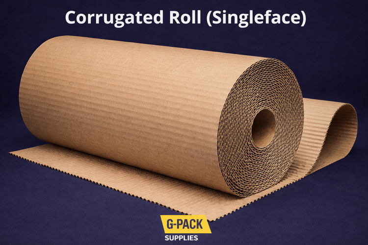 Corrugated roll singleface kraft paper roll for packaging cushioning and product protection Gpack Supplies Miami warehouse