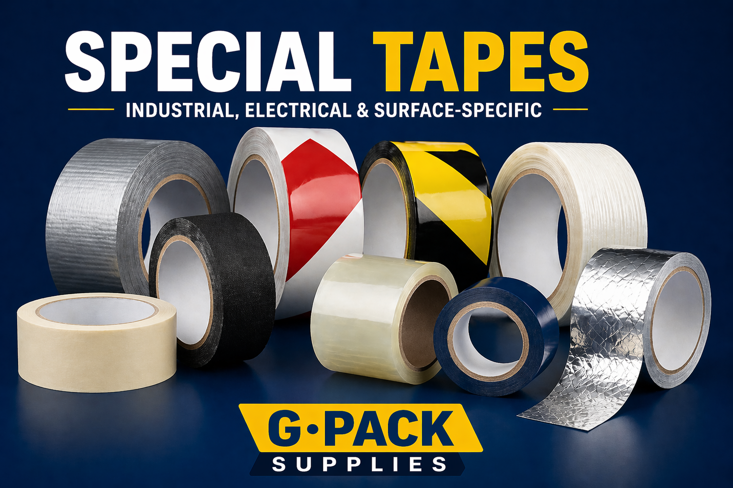 Specialty tapes — gaffer, filament, masking, foil, electrical — Gpack Supplies