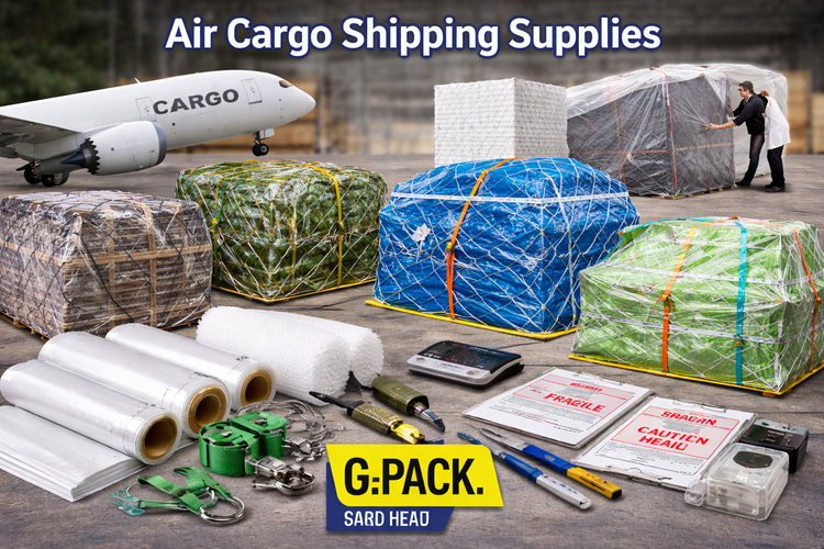 Air cargo shipping supplies including pallet covers nets and stretch wrap wholesale in Miami warehouse Gpack Supplies