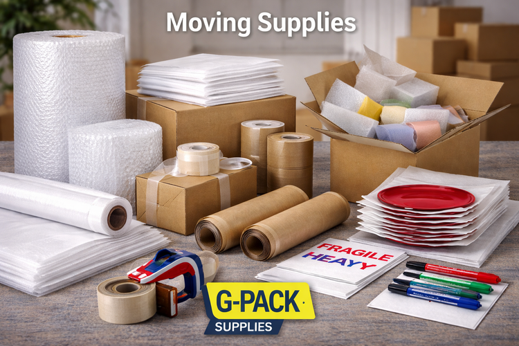 Moving supplies including boxes bubble wrap packing paper and tape wholesale in Miami warehouse Gpack Supplies