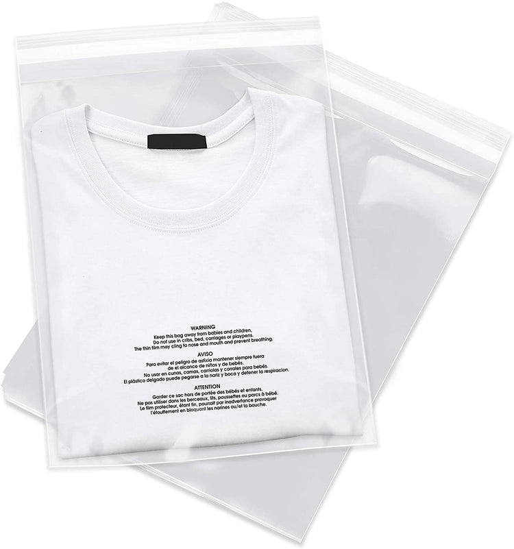 poly bags clear with suffocation warning
