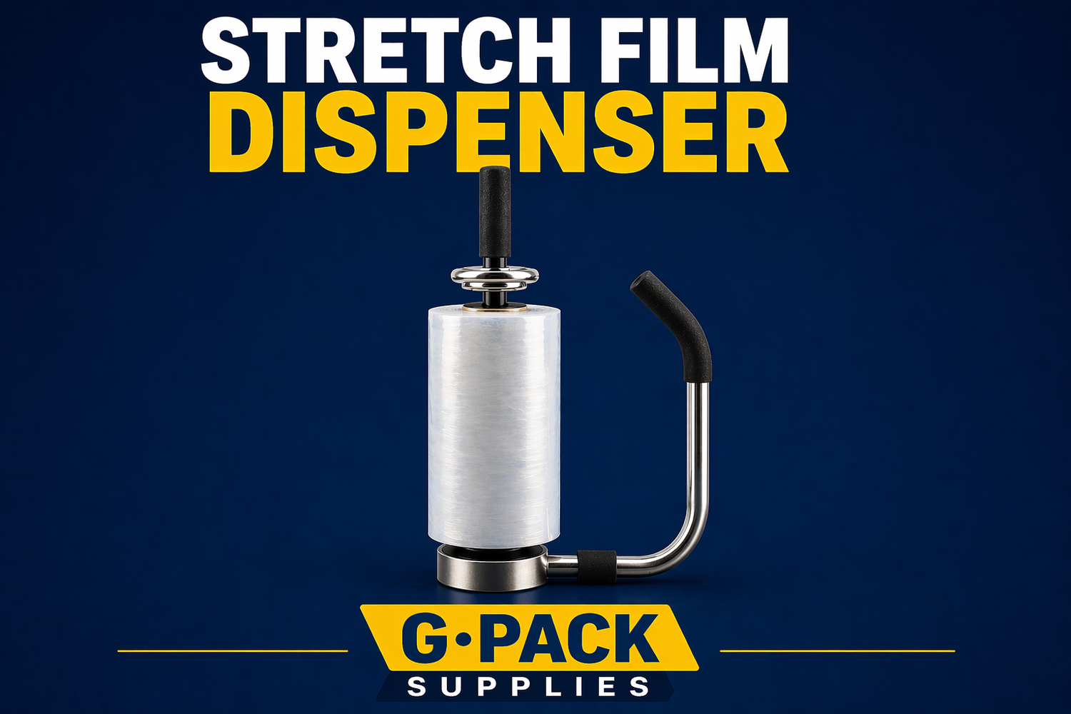 Stretch film dispenser manual pallet wrapping tool ergonomic hand wrapper warehouse packaging Miami Gpack Supplies