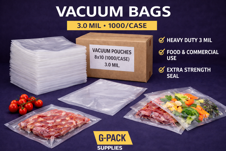 Vacuum bags 3 mil vacuum pouches 1000 case for food packaging and commercial use Gpack Supplies Miami warehouse