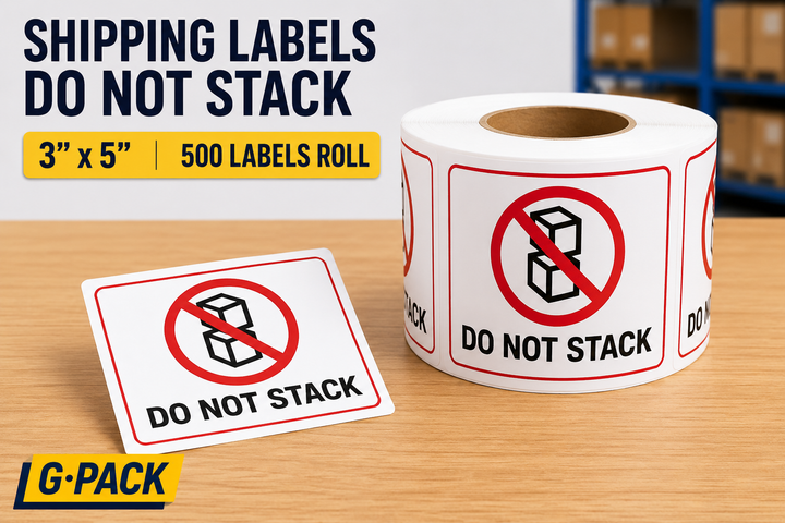 Do not stack shipping labels 3 x 5 inch 500 labels roll for package handling instructions warehouse shipping protection and logistics packaging Gpack Supplies Miami warehouse
