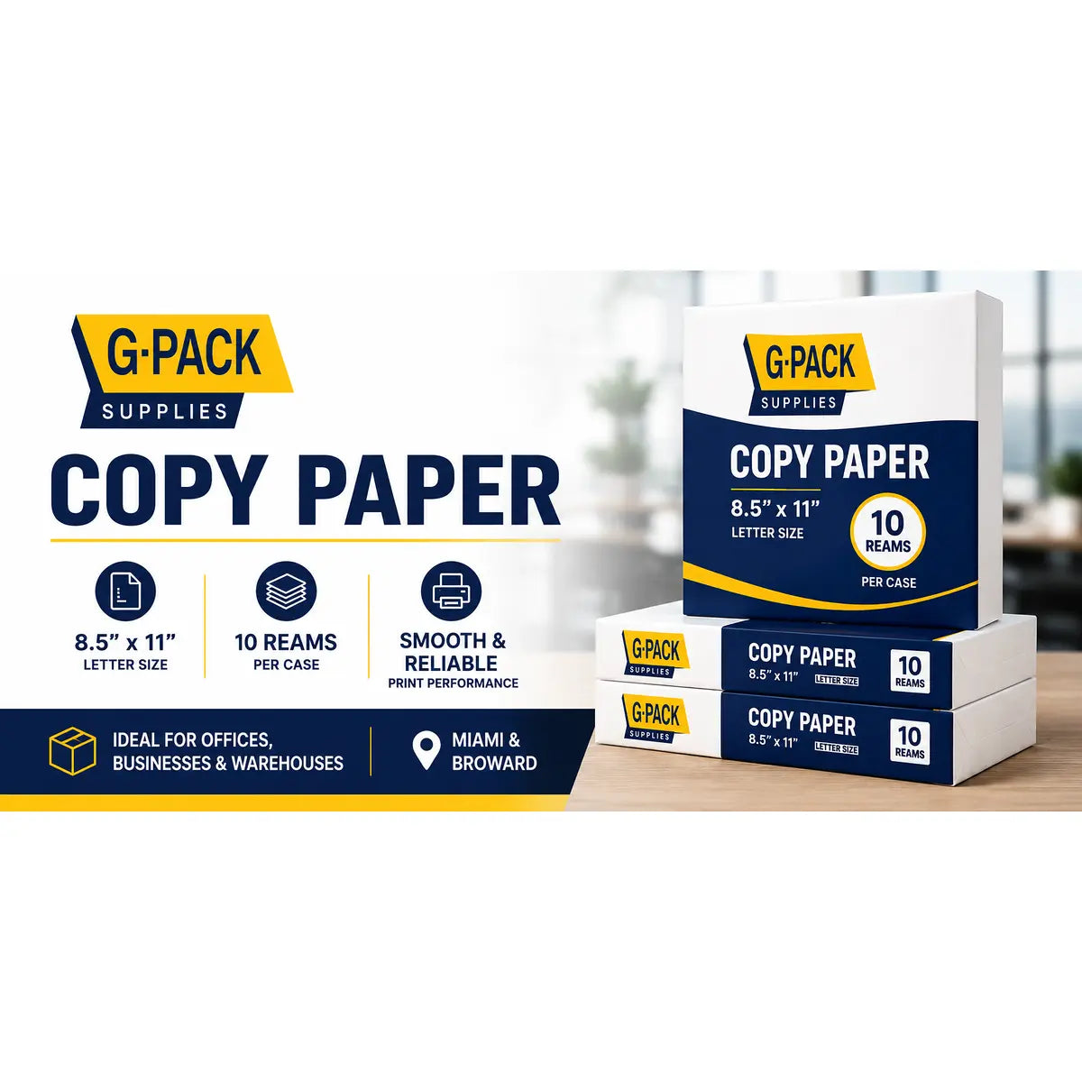 Copy Paper – 8.5 x 11 – 500 Sheets per Ream – 10 Reams Case | Gpack Supplies