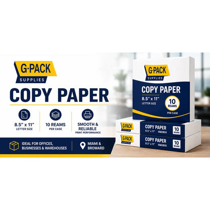 Copy Paper – 8.5 x 11 – 500 Sheets per Ream – 10 Reams Case | Gpack Supplies