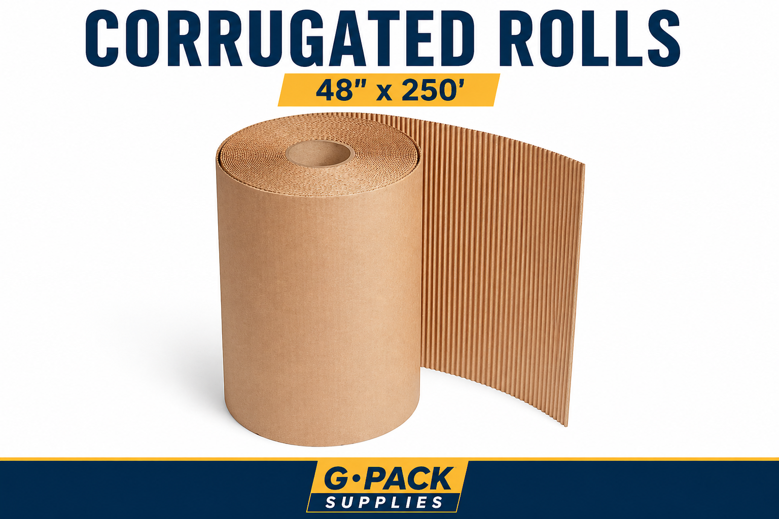 Corrugated rolls 48 inch x 250 feet kraft paper cushioning roll for packaging wrapping and void fill wholesale Miami warehouse Gpack Supplies