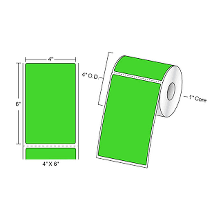 Direct Thermal Labels – 4 x 6 – Green – 9 Rolls – 1 Core - alternate product view 2 - Gpack Supplies