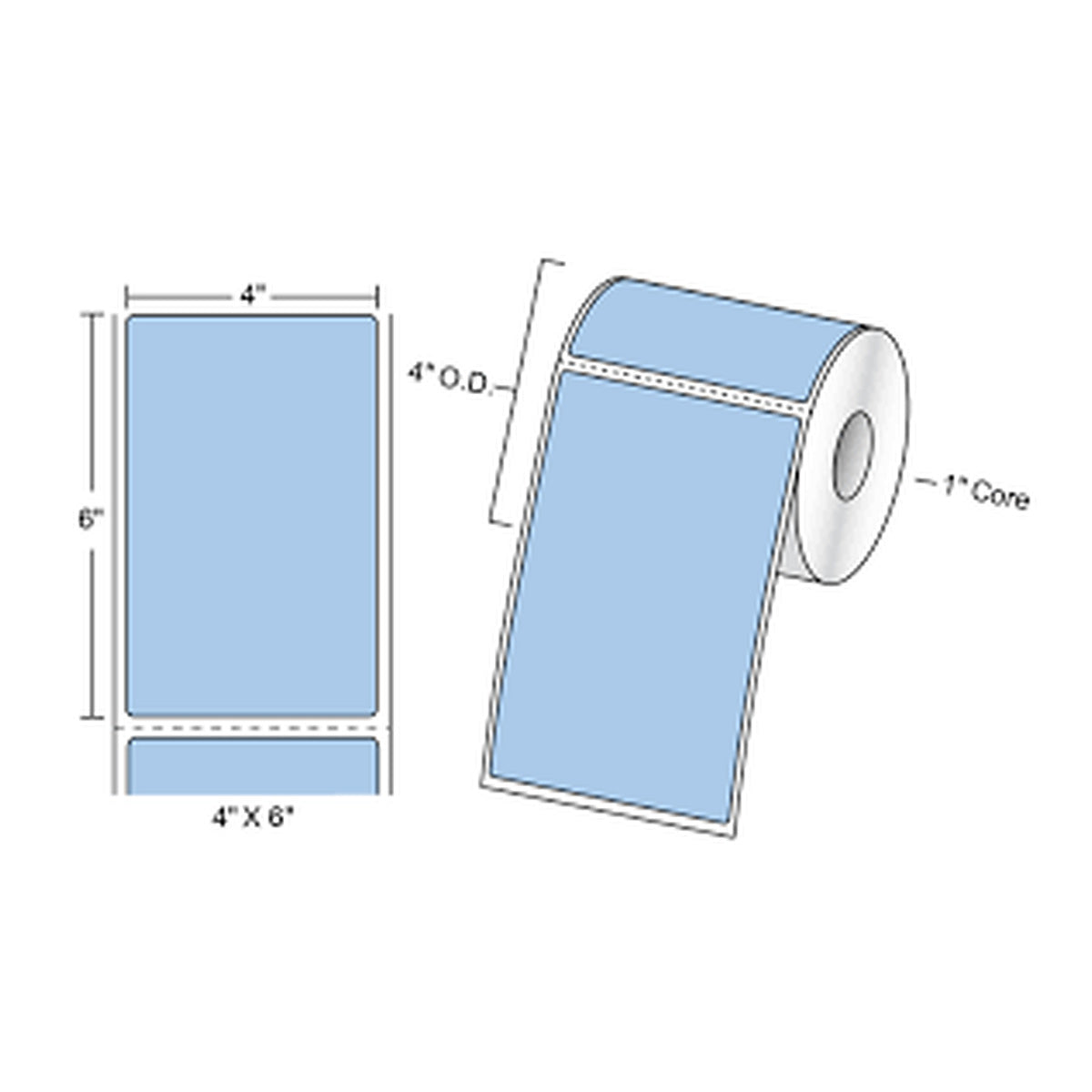 Direct thermal labels 4 x 6 blue, 9 rolls per case - Gpack Supplies