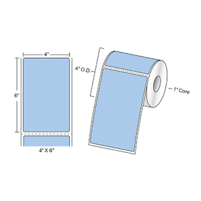 Direct thermal labels 4 x 6 blue, 9 rolls per case - Gpack Supplies