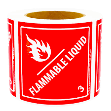 Hazardous Labels Class 3 Flammable Liquid – 4 x 4 – 500 Labels Roll