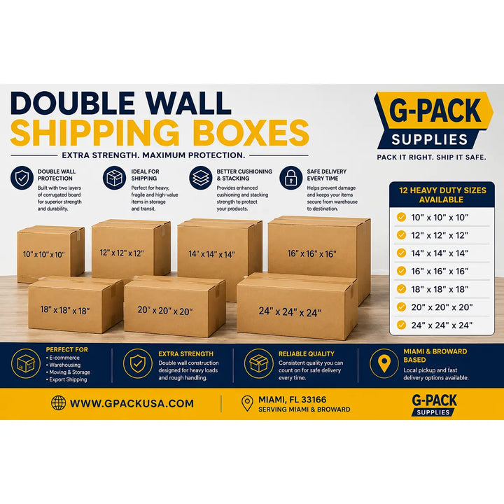 Double Wall Corrugated Shipping Boxes – Multiple Heavy Duty Sizes | Gpack Supplies