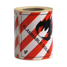 Hazardous Labels Class 4 Flammable Solid – 4 x 4 – 500 Labels Roll