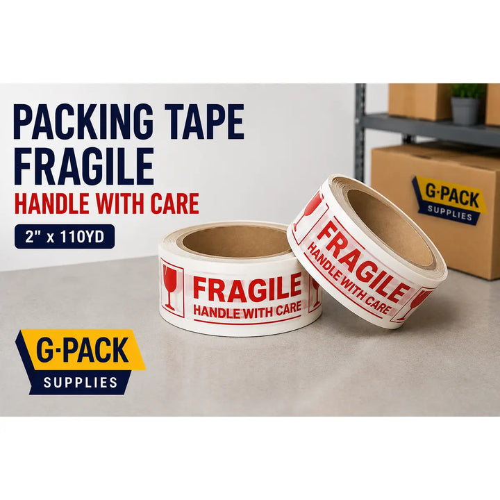 Fragile Packing Tape – Handle With Care – 2 x 110 yd – 36 Rolls Case | Gpack Supplies