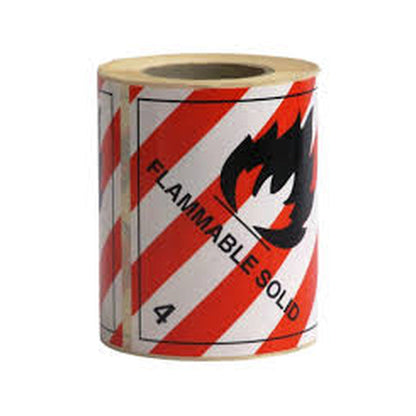Hazardous Labels Class 4 Flammable Solid – 4 x 4 – 500 Labels Roll - alternate product view 2 - Gpack Supplies