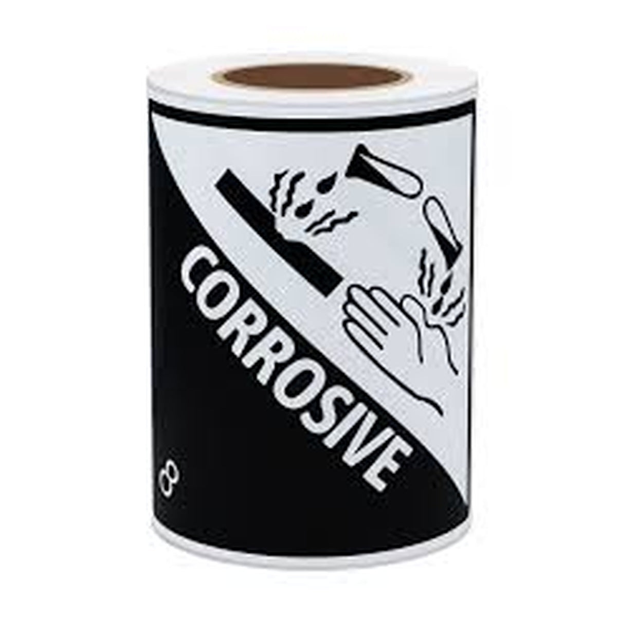 Hazardous Labels Class 8 Corrosive – 4 x 4 – 500 Labels Roll - alternate product view 2 - Gpack Supplies
