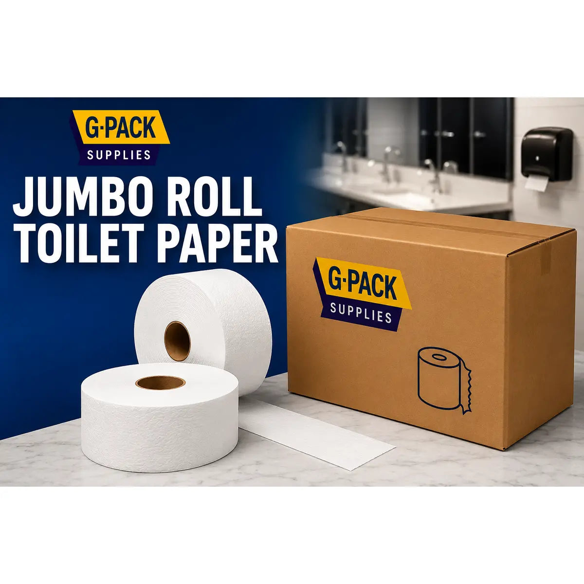 Jumbo Roll Toilet Paper 2 Ply – 12 Rolls per Case (Commercial Grade) | Gpack Supplies