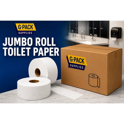 Jumbo Roll Toilet Paper 2 Ply – 12 Rolls per Case (Commercial Grade) | Gpack Supplies