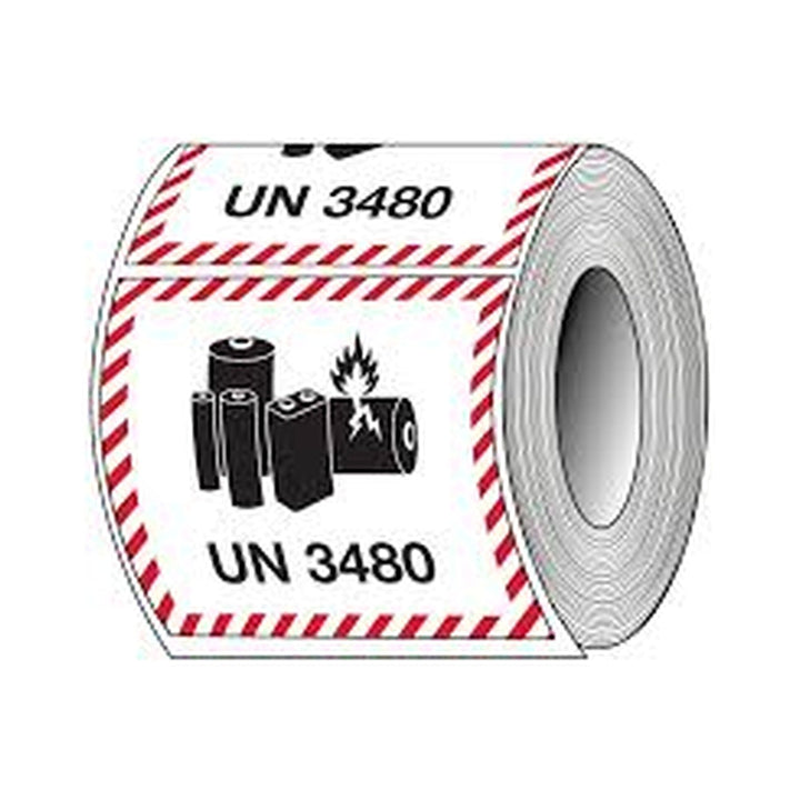 Lithium Battery Labels UN3480 – 4.7 x 4.3 – 500 Roll - alternate product view 2 - Gpack Supplies