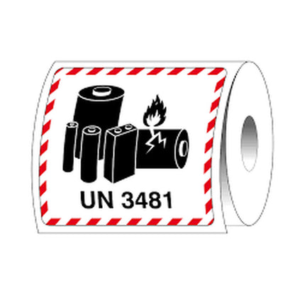 Lithium Battery Labels UN3481 – 4.7 x 4.3 – 500 Roll - alternate product view 2 - Gpack Supplies