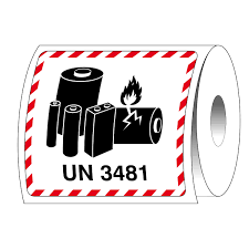 Hazardous Labels Lithium Battery UN3481 – 4.7 x 4.3 – 500 Labels Roll