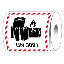 Hazardous Labels Lithium Battery UN3091 – 4.7 x 4.3 – 500 Labels Roll