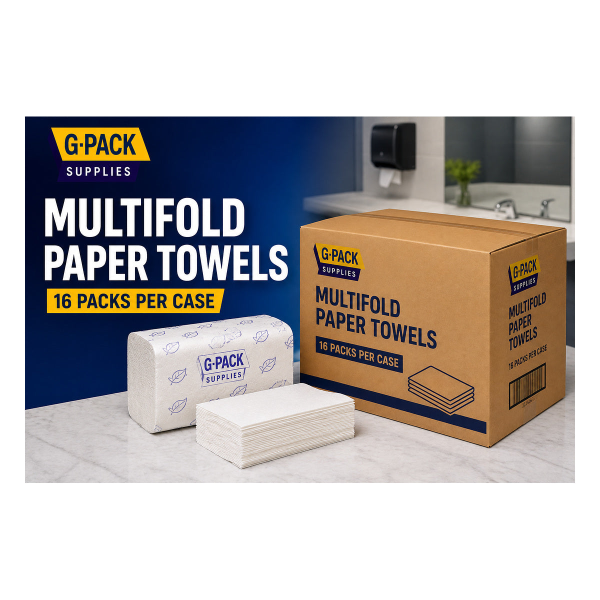 Multifold Paper Towels – 16 Packs per Case (Commercial Grade) - alternate product view 1 - Gpack Supplies