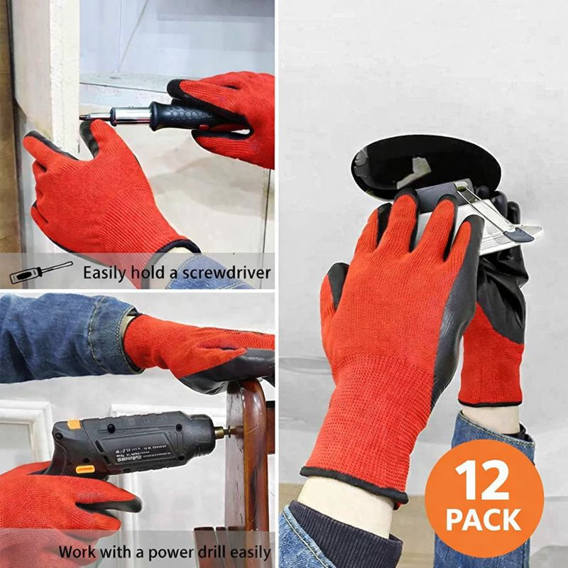 Warehouse Nitrile Coated Gloves – Multipurpose Work Gloves – 12 Pack