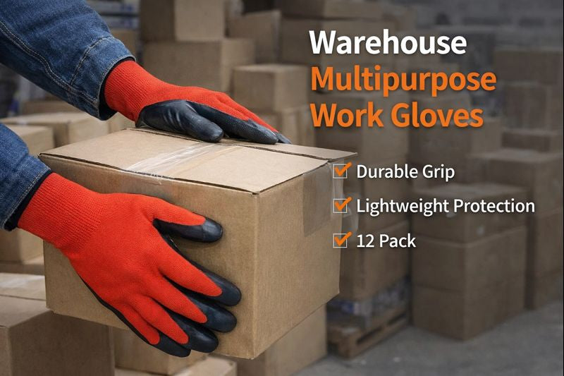 Warehouse Nitrile Coated Gloves – Multipurpose Work Gloves – 12 Pack