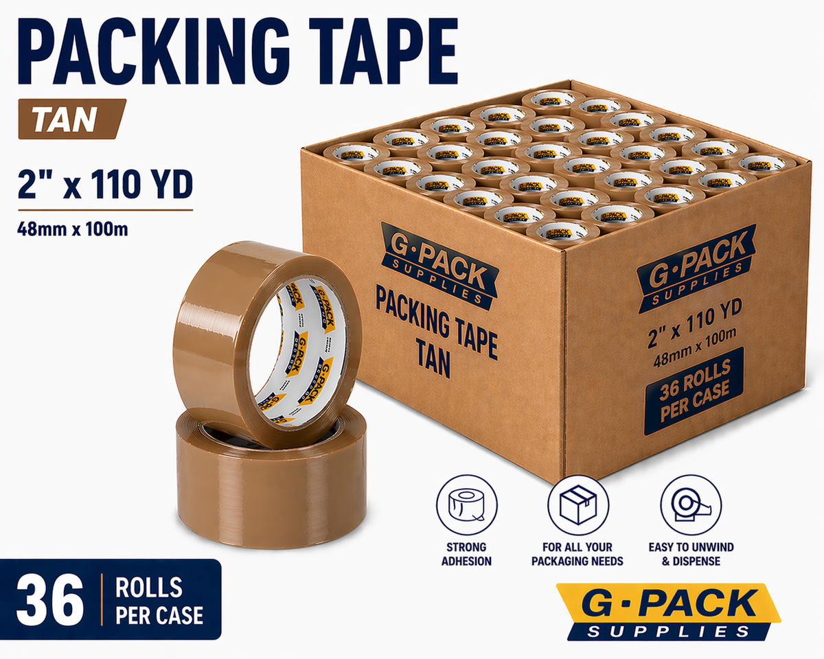 Packing tape Brown 2 inch x 110 yard 36 rolls per case carton sealing tape for shipping and packaging wholesale Miami warehouse Gpack Supplies

