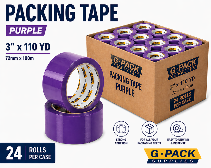 Packing tape yellow 3 inch x 110 yard 24 rolls per case carton sealing tape for packaging and shipping wholesale Miami warehouse Gpack Supplies
