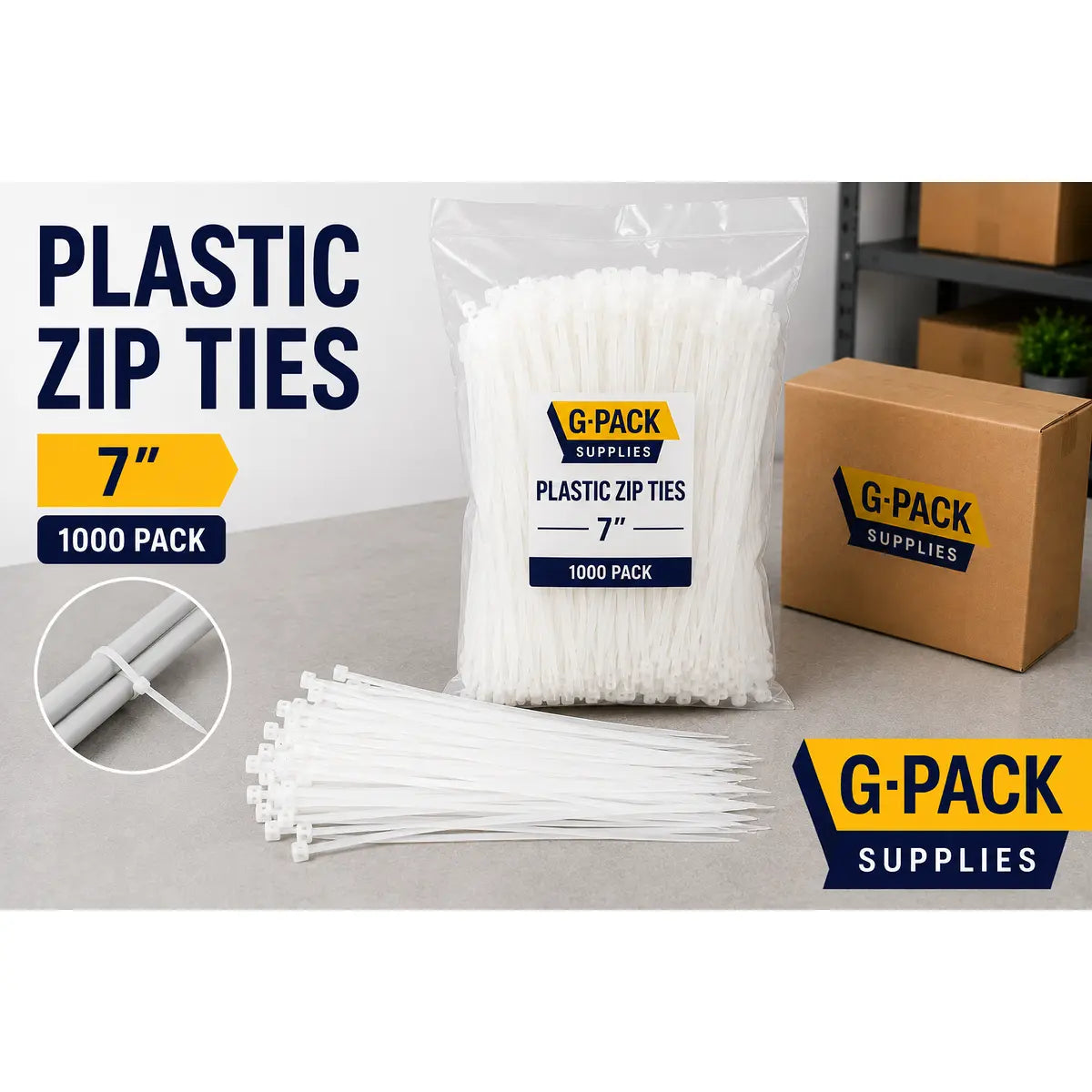 Plastic Ties 7" 1000/pack | Gpack Supplies