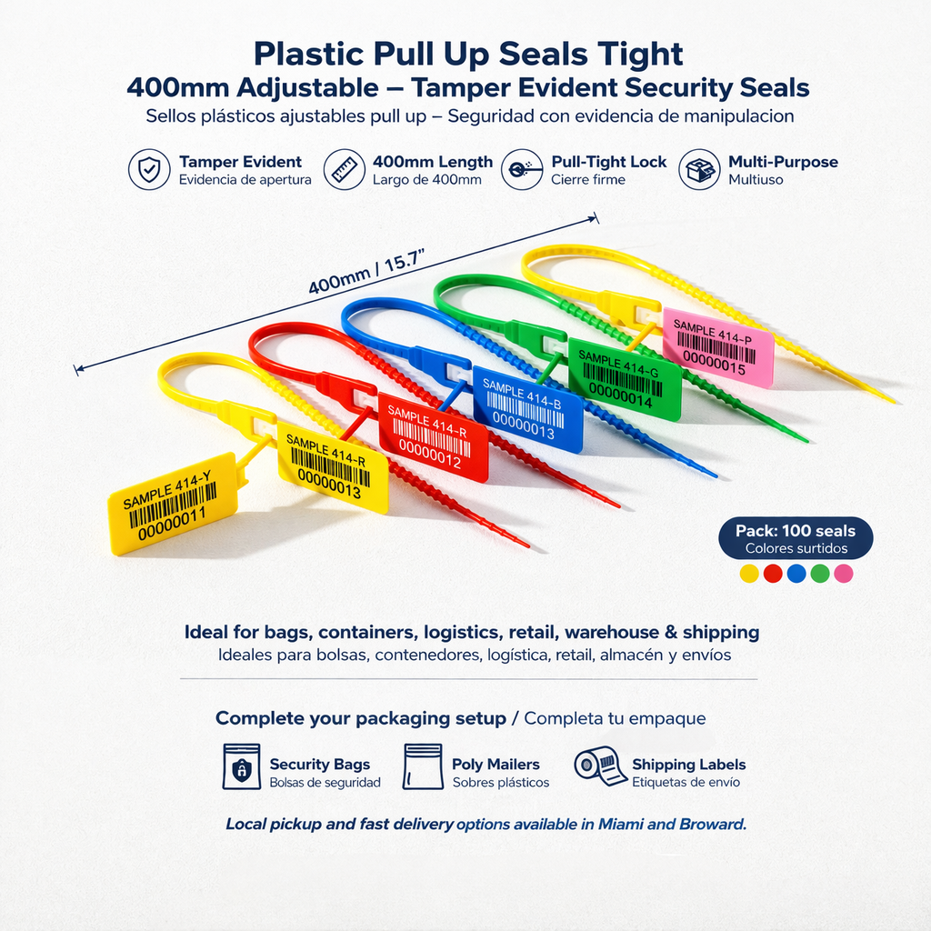 Plastic pull-up seals in various colors 