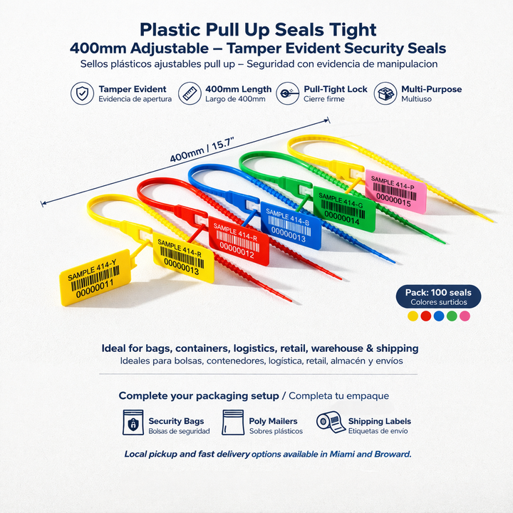Plastic pull-up seals in various colors 