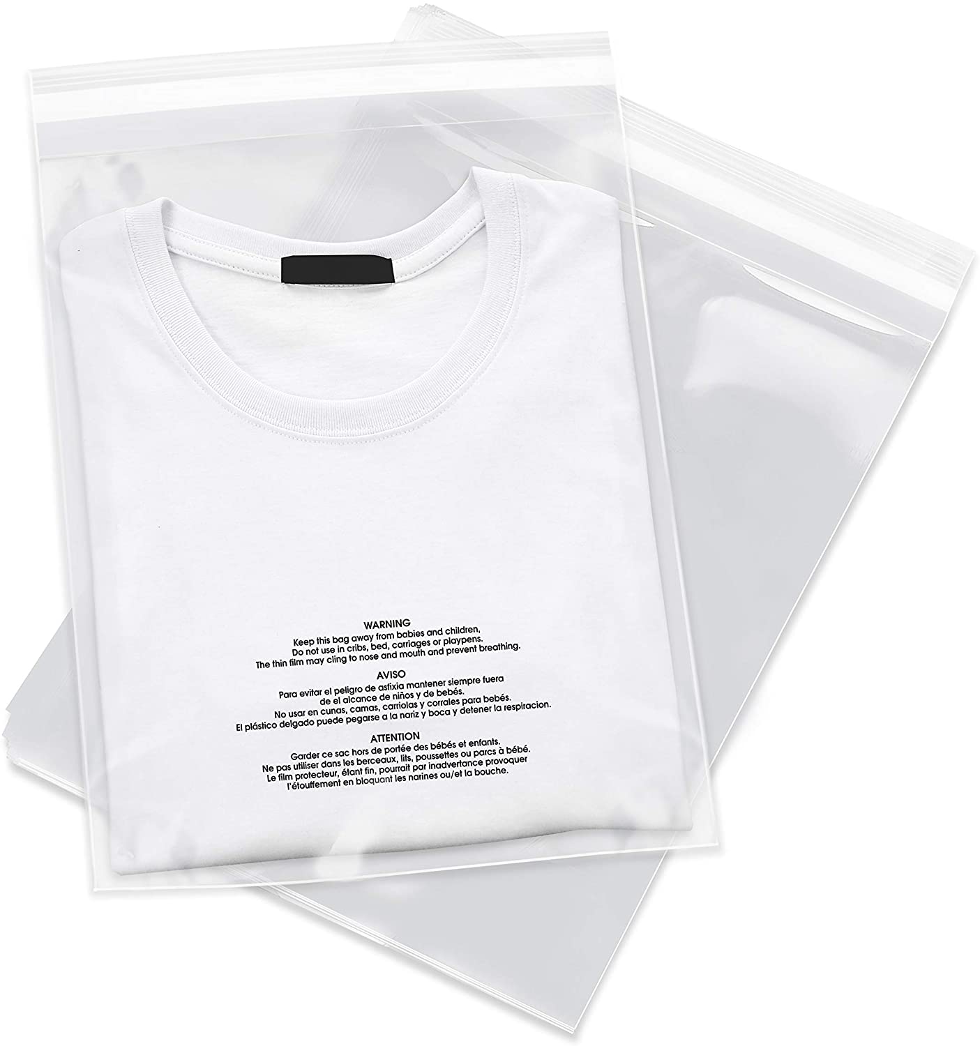 Poly Bags Clear Self Seal with Suffocation Warning 1.5mil - Gpack Supplies