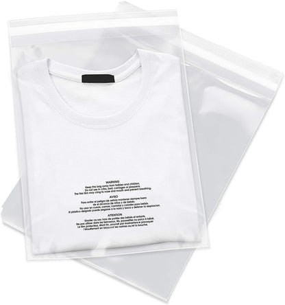 Poly Bags Clear Self Seal with Suffocation Warning 1.5mil