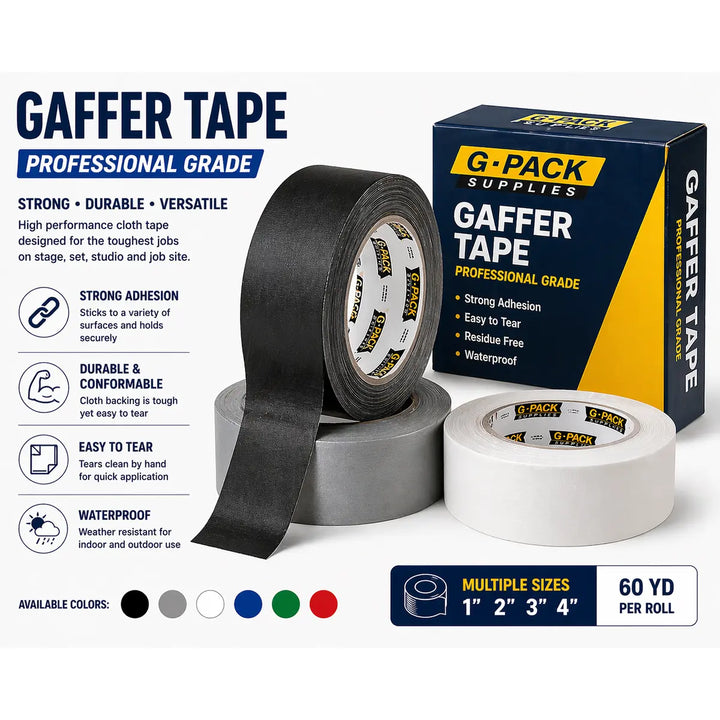 Professional Gaffer Tape 2" 45 yds / 1 Roll | Gpack Supplies
