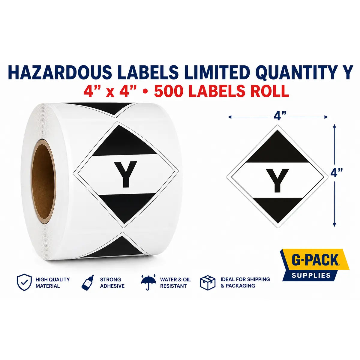 Hazardous Labels Limited Quantity Y – 4 x 4 – 500 Labels Roll | Gpack Supplies