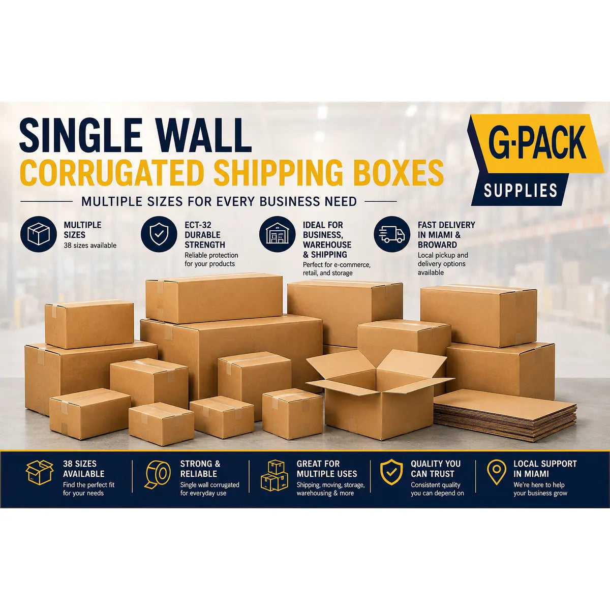 Single Wall Corrugated Shipping Boxes – Multiple Sizes | Gpack Supplies