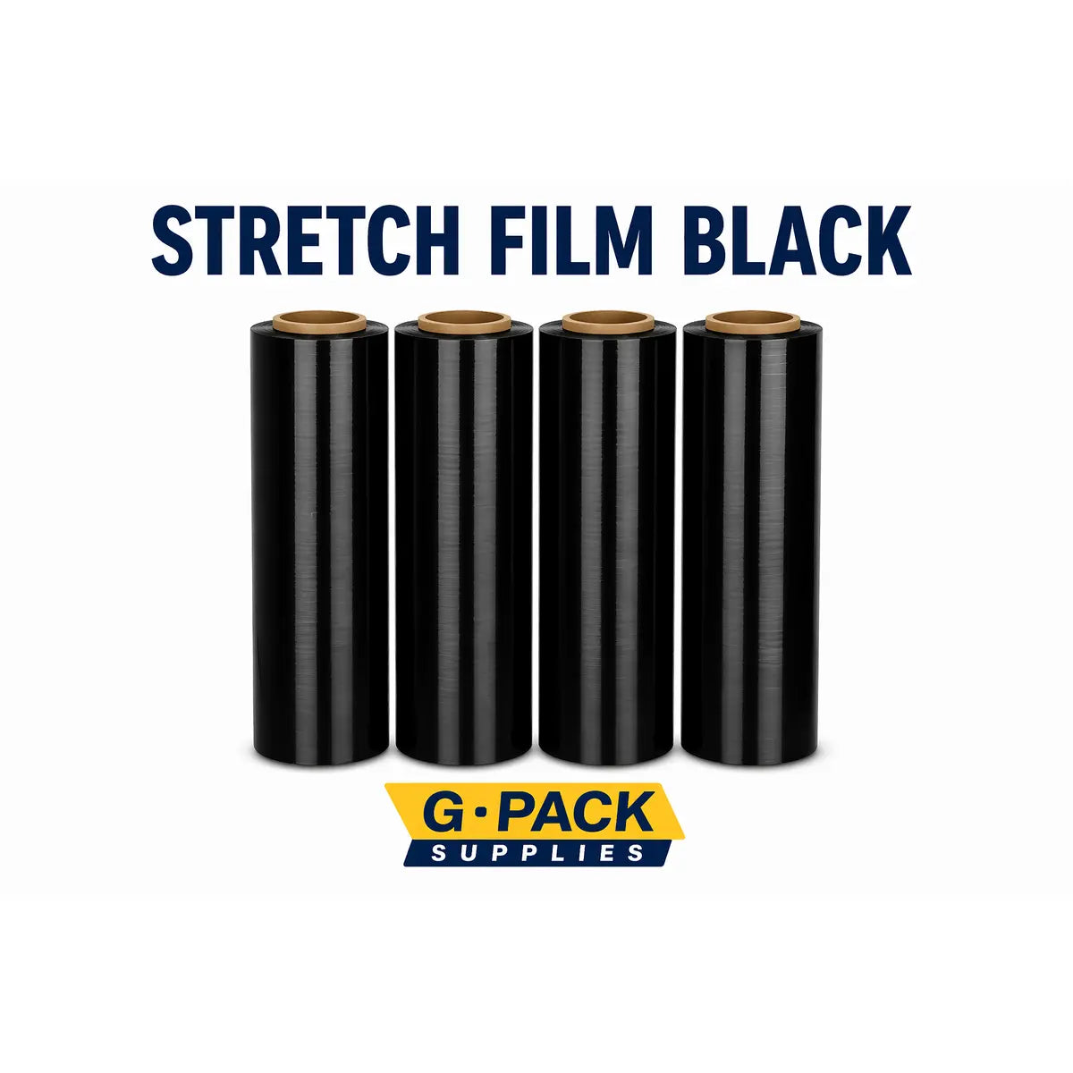 Stretch Film Black 18 x 1000 – 85 Gauge – Colored Pallet Wrap – 4 Rolls Case | Gpack Supplies