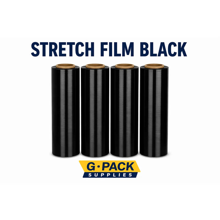 Stretch Film Black 18 x 1000 – 85 Gauge – Colored Pallet Wrap – 4 Rolls Case | Gpack Supplies