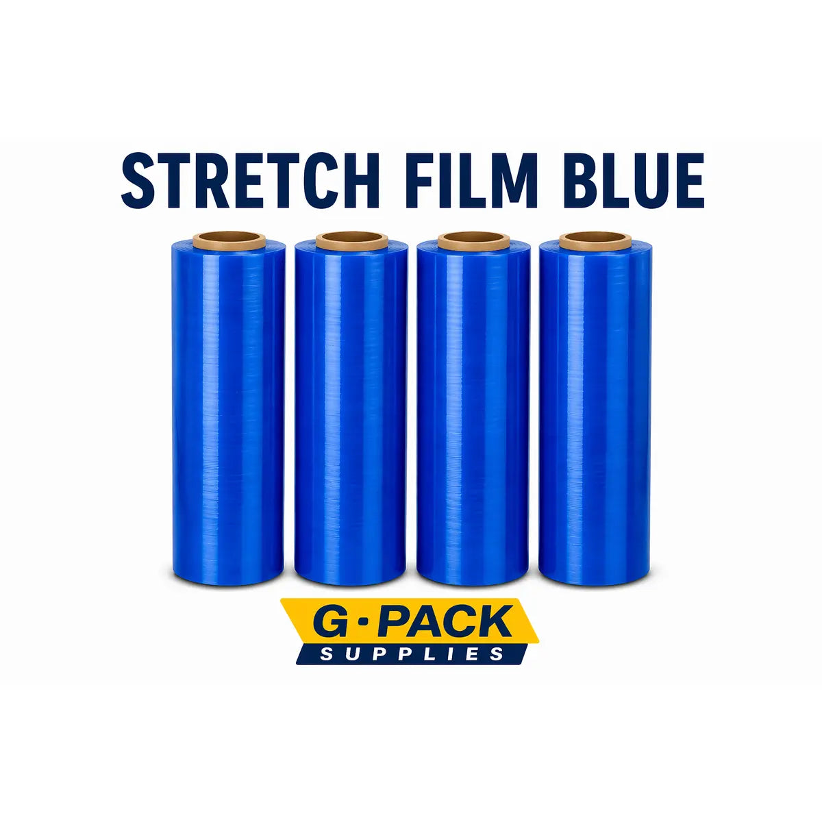 Stretch Film Blue 18 x 1000 – 85 Gauge – Colored Pallet Wrap – 4 Rolls Case | Gpack Supplies