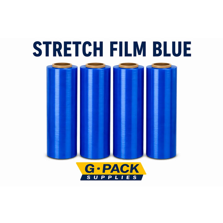 Stretch Film Blue 18 x 1000 – 85 Gauge – Colored Pallet Wrap – 4 Rolls Case | Gpack Supplies