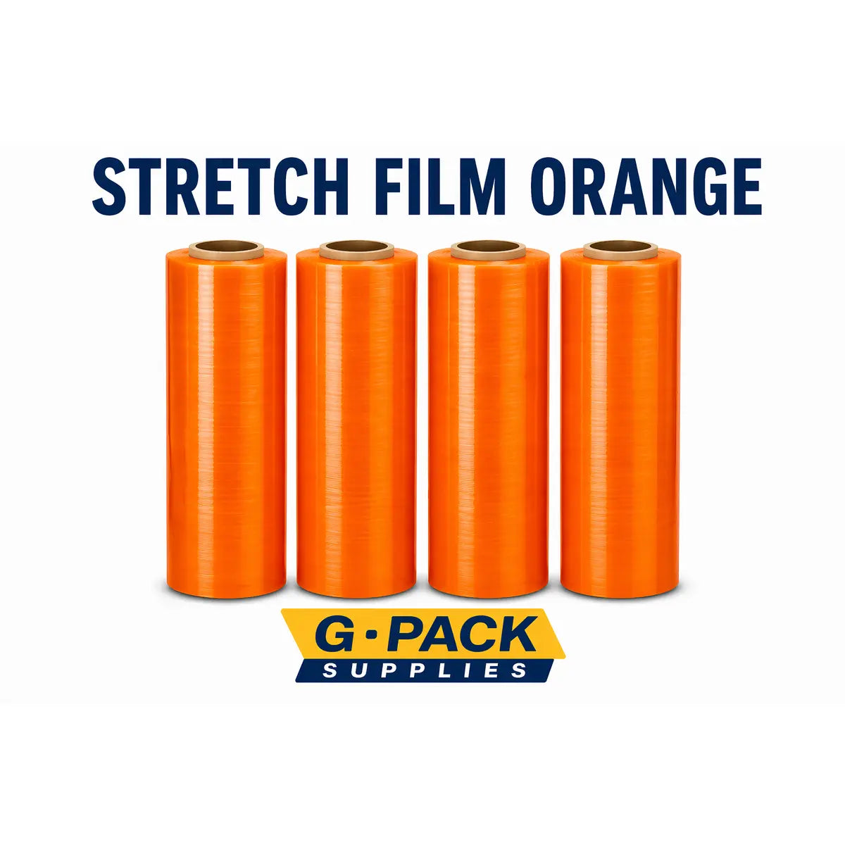 Stretch Film Orange 18 x 1000 – 85 Gauge – Colored Pallet Wrap – 4 Rolls Case | Gpack Supplies