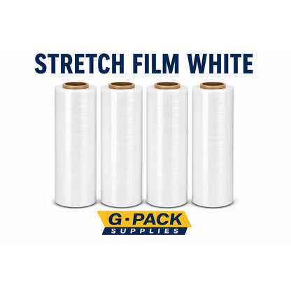 Stretch Film White 18 x 1000 – 85 Gauge – Colored Pallet Wrap – 4 Rolls Case | Gpack Supplies